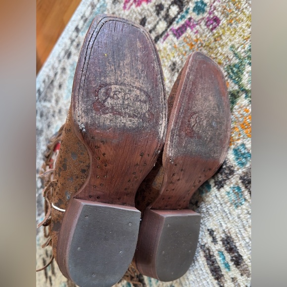 Brown and Red Fringed Heeled Boots Perfect for the 4th of July! Size 6/6.5 - Picture 7 of 7